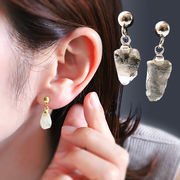 フェナカイト ブラジル産 ラフカット ピアス 1ペア ステンレス