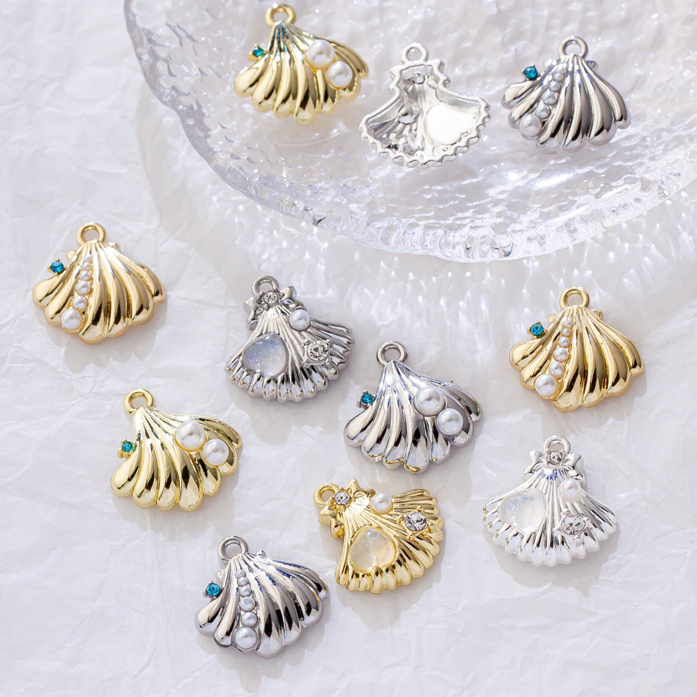 ハンドメイド パーツ アクセサリーパーツ 貝殻パーツ シェル パール ピアスチャーム ゴールド シルバー