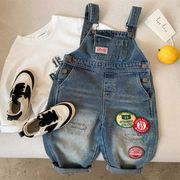 2025夏秋子供服 おしゃれ デニムサロペット 韓国風 ジーンズ キッズ服 ガールズ服 男女兼用[90~140cm]