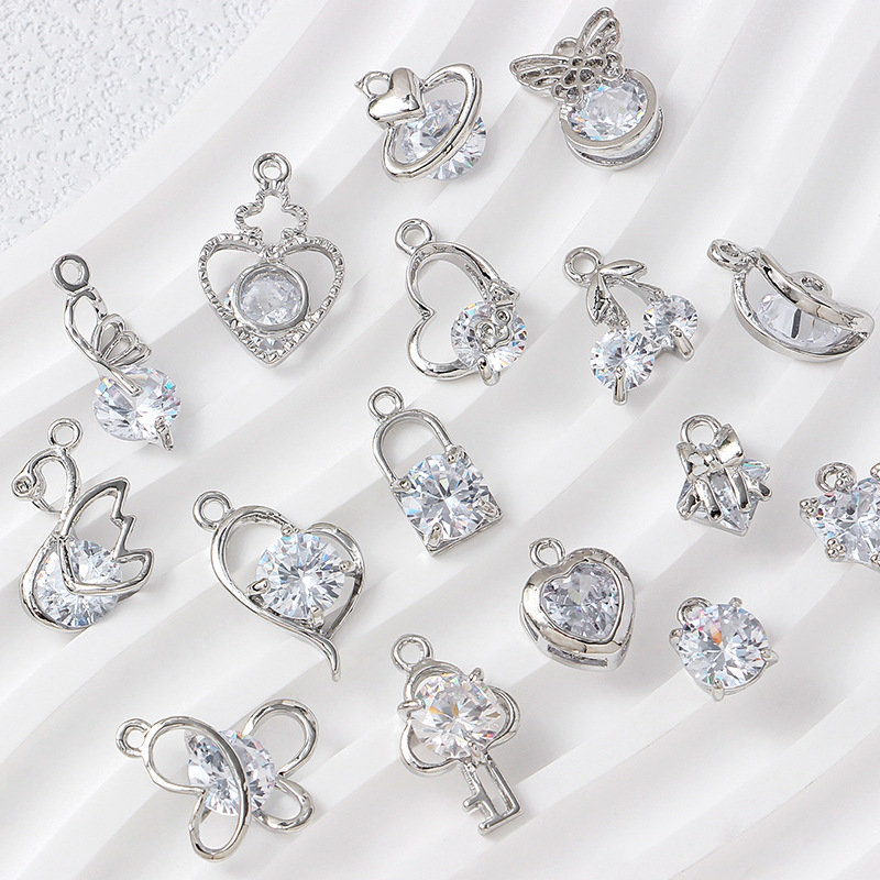 ジルコンチャーム キュービック ジルコニアチャーム ビジュー シルバー ハンドメイド アクセサリーパーツ