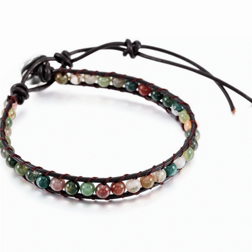 天然石 シングル レザーブレスレット パワーストーン ラピスラズリ ターコイズ オニキス ブラウン 厄除け