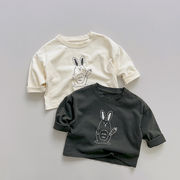 ins 秋新作　ベビー服　長袖Tシャツ　カジュアル　ウサギ　綿100　トップス　インナーシャツ　男女兼用