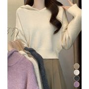 【日本倉庫即納】 ニットパーカーフード付き ニットセーター