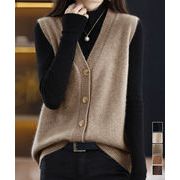 【日本倉庫即納】 Vネックニットベストレディースニットジレ
