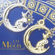 ★1個価格★L&A original★三日月＆ねこ♪ムーンチャーム★K16GP＆最高級鍍金★“crescent cat”