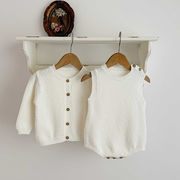 2025秋※YS☆子供用ニットベスト開きカーディガン風カバーオールセーター