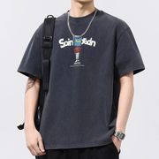 メンズ ビンテージ風 半袖 Tシャツ 男女兼用 オーバーサイズ トップス 春夏 2025新作★全2色