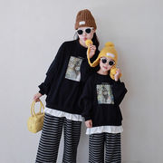 2025秋※SUT☆親子服 カートゥーン風 偽レイヤード トレーナー