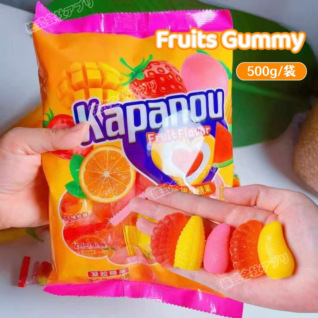【500g/袋】グミ ソフトキャンディももマンゴー みかん スイカ トウモロコシ 果物味 話題沸騰 咀嚼音