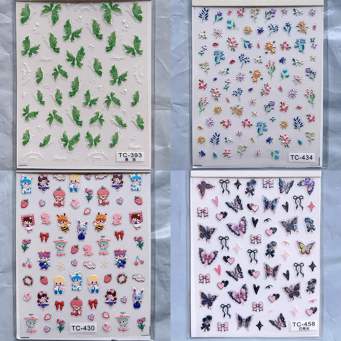 ネイルシール 動物 ジェルネイル ネイルテッカー 貼るだけ かわいい 花 ドット 猫 犬 兎 熊 立体 5D