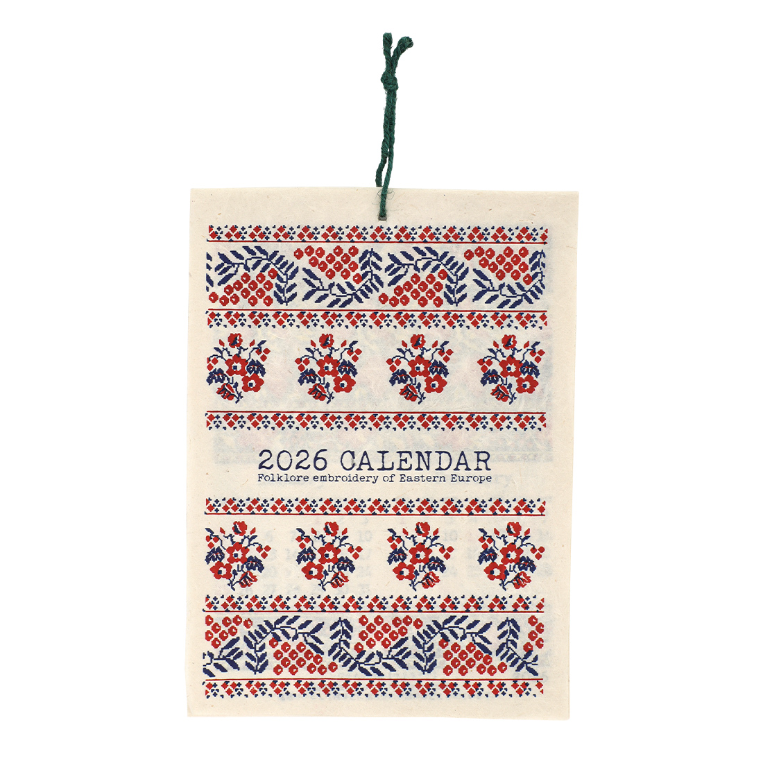 カレンダー S 東欧刺繍[ウクライナハンガリーチェコ草花ヨーロッパ手漉き紙ネパール 和紙25AW]