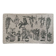 ふかふかテラスマット Houseplants 75×45　玄関マット/ベランダ/庭/通気性