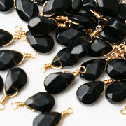 【天然石 オニキス】 チャーム シャンクビーズ 約15mm  ハンドメイド材料 ピアス ネックレス素材