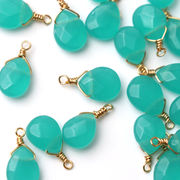 【天然石 アマゾナイト】 チャーム シャンクビーズ 約15mm  ハンドメイド材料 ピアス ネックレス素材