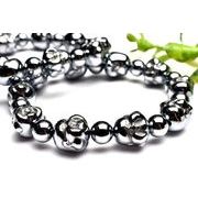 健康のお守りに！ テラヘルツ鉱石 12.5x12.5(丸玉7.5)mm 布袋様 彫刻 ブレスレット 1個売り _BG5994