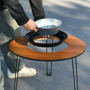 屋外  焚火茶炊 セット卓子一式   バーベキュー用  携帯可能   折りたたみ式  屋内炭火取暖用