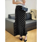 ドット柄ロングスカート　レディース　INS　韓国ファッション