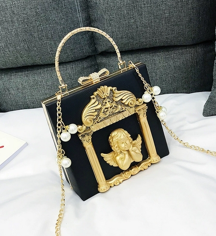 バロック風 レディース エンジェル 立体 浮彫デザイン ハンドバッグ