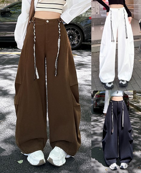 全3色 パンツ 切り替え 体型カバー 着痩せ 【大きいサイズあり】