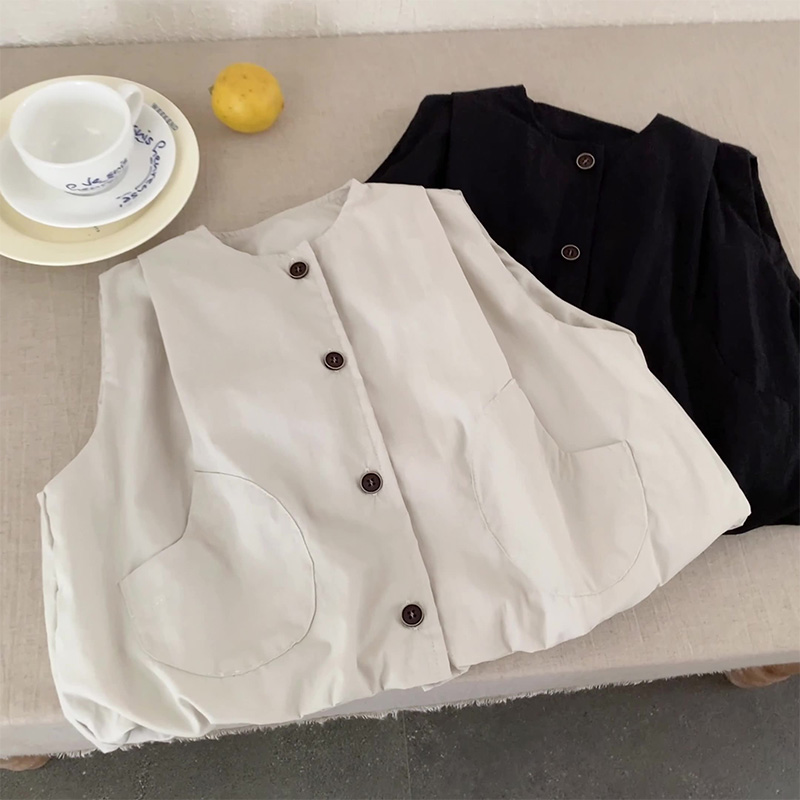 2025秋冬※子供 ボタンベスト 男女兼用 シンプルトップス