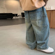 2025秋冬※子供 デニムパンツ ゆったりカジュアルロングパンツ