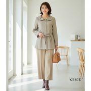 【アウトレット価格】ギャザー丸衿　スウェード調シャツジャケット　総裏地付き