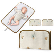 防水ベビーマット　熊キルティング　オムツ替えシート　簡単収納　韓国ベビー用品