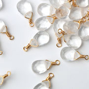 【天然石 水晶】 チャーム シャンクビーズ 約15mm  ハンドメイド材料 ピアス ネックレス素材