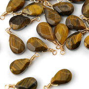 【天然石 タイガーアイ】 チャーム シャンクビーズ 約15mm  ハンドメイド材料 ピアス ネックレス素材