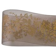 【2025年AW新作】プリントオーガンジーリボン５０ｍｍ ７ 茶 5ｍRO004561-007