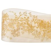 【2025年AW新作】プリントオーガンジーリボン５０ｍｍ 15ベージュ5ｍ RO004561-015