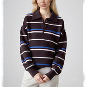 初回送料無料　ニットセーターストライプ長袖トップス　レディースファッション人気トレンド