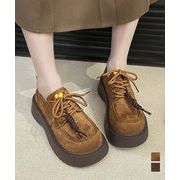 【日本倉庫即納】 厚底ローファー レースアップ 韓国風靴