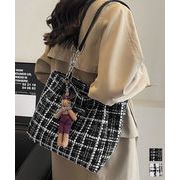 【日本倉庫即納】 チェック柄トートバッグ ツイード風鞄軽量