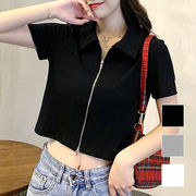 ダブルジップ半袖トップス