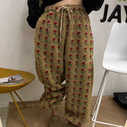 花柄ファーパンツ　デザイン　レディース　INS　韓国ファッション