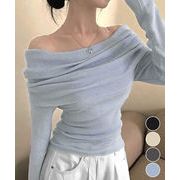 【日本倉庫即納】 ワイドオフショルダーニットトップス肩出し