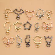 ナスカン チャーム 金 銀 黒 アクセサリーパーツ 星 月 ハート リボンカラビナ 猫 くま 花 キーホルダー