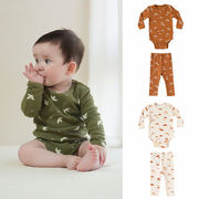 全3色[66-90cm] 秋新作 ベビー長袖三角ロンパース パンツ ボトムス 男女兼用 オールインワン