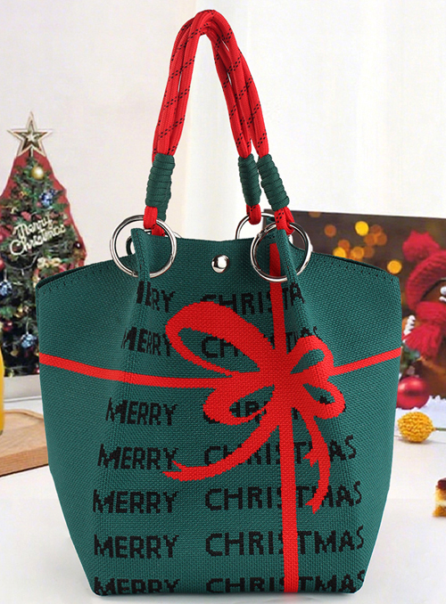 お洒落 手提げ クリスマス柄 コンパクトサイズ ミニトートバッグ 　ba0587