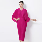 初回送料無料　vネックコウモリの袖シルエットワンピース　レディースファッション人気トレンド