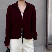 プレミアム品質　ウール100％片リブ　カーディガン