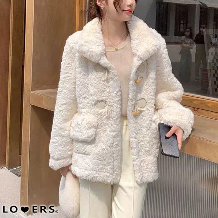 トグルボタン フェイクファー ダッフルコート【即納】レディース 韓国 プチプラ おしゃれ