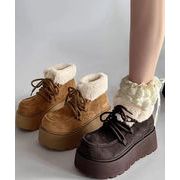 【日本倉庫即納】 厚底ムートンブーツもこもこショートブーツ