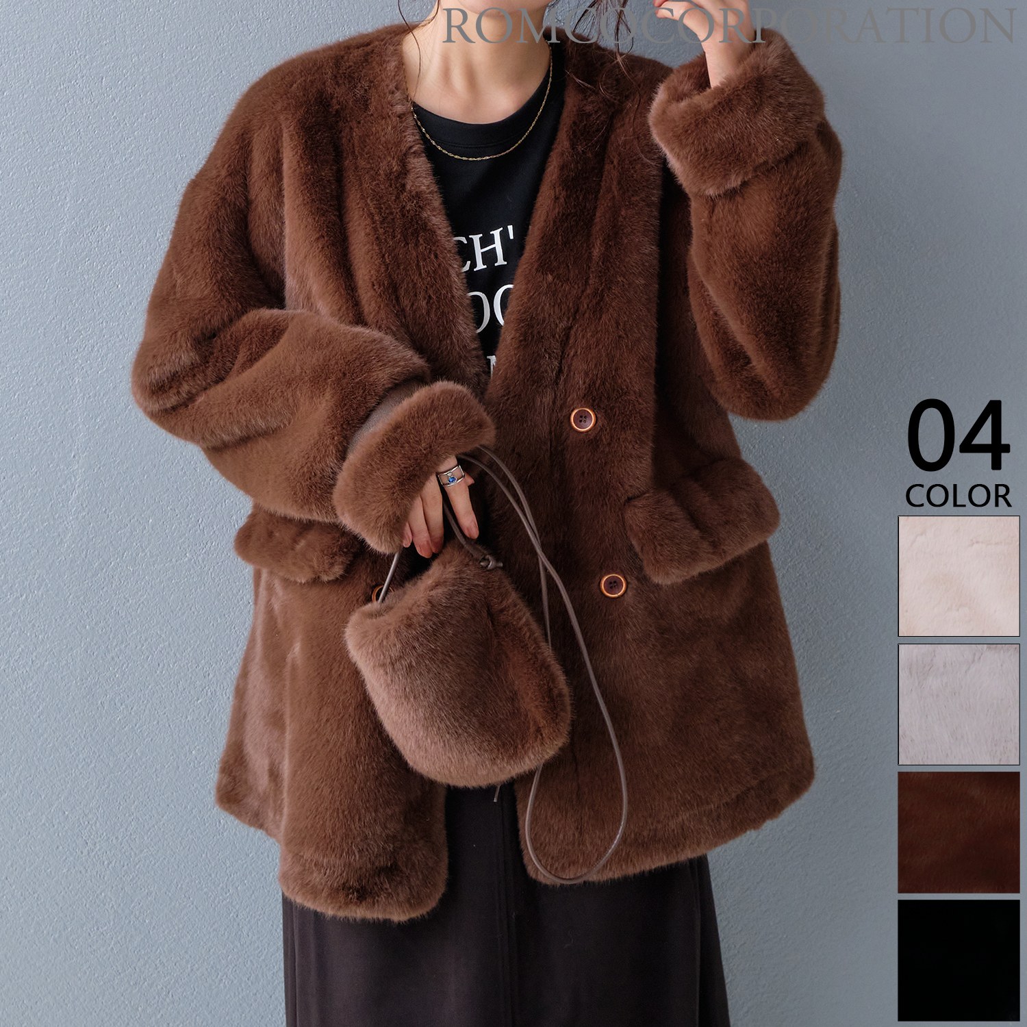 再入荷！【2025新作商品♪】バッグ付きフェイクファーハーフコート