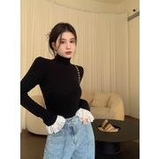 2025年INS 秋冬新作   気質   おしゃれ   デザイン性   ハイネック   セーター   インナー  トップス