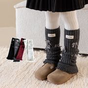 2025秋冬※女の子用ニットレッグウォーマー リボン付き フリルデザイン
