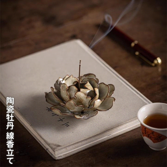 今年売れてます 激安セール 創意手作り 陶瓷牡丹 線香立て 香爐 家庭用室内 復古風 檀香・&#27785;香用