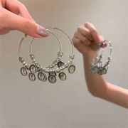 買わなければ後悔する 激安セール 2色 ファッショナブルコミューター風 人柄銀貨フリンジピアス