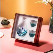 人気沸騰 早い者勝ち 家庭用ガラス清酒器具  個性的デザイン 焼酎/清酒用 3点セット（ポット+杯2点）